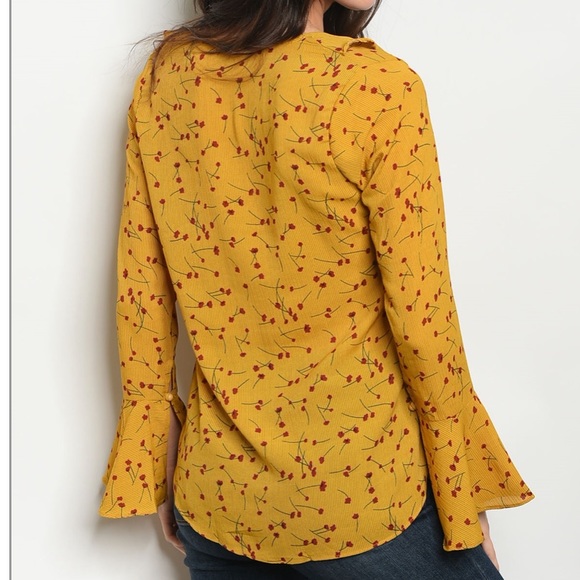 Bell Sleeve, Ruffle Front Top - Picture 7 of 7